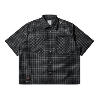 Roa Aair Floweave Printed Check Short Sleeve Shirt - Heren - Korte mouwen Overhemden - Grijs - L - Overhemden