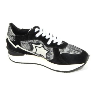 Atlantic Stars Sneakers, female, Black, 4 UK, Suede Fabric Shoe with Vibram Sole