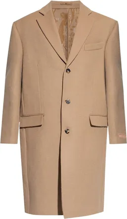 Versace appliqué single-breasted coat - men - Wool/Cashmere - 48 - Neutrals