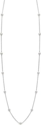Mikimoto Akoya Pearl Station Necklace in White Gold at Nordstrom, Size 32 In