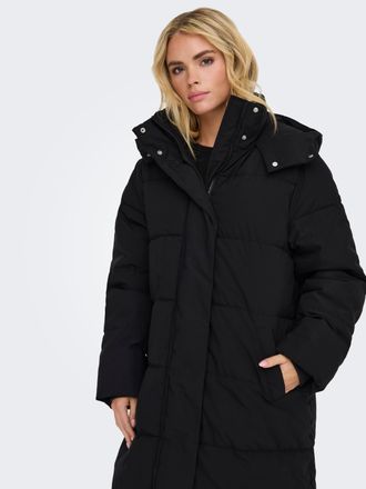 Jacqueline de Yong Steppmantel JDY JDYMAJA LONG PADDED JACKET OTW YFM NOOS, Damen, Gr. XS, schwarz detail:dtm jdy lining, Steppware, Obermaterial: 100% Polyester, unifar
