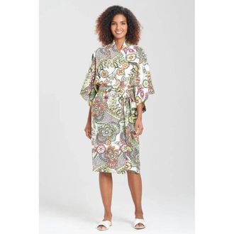 Natori Peizuri Robe Womens Champagne Relaxed Fit Tie Waist Sleepwear DDR2457