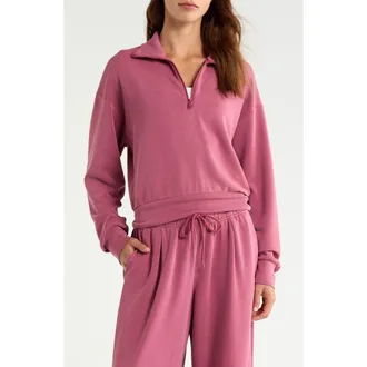 Beyond Yoga Sandwash Half Zip Pullover in Muted Mauve at Nordstrom, Size X-Small
