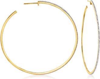 Ross-Simons Diamond Hoop Earrings in 18kt Gold Over Sterling