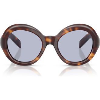 Prada 53mm Gradient Round Sunglasses in Classic Tortoise /Blue at Nordstrom