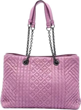 Bottega Veneta Pre-owned Tote Bags, female, Pink, Size: ONE SIZE Pre-owned Woven Quilted Nappa Tote
