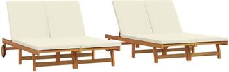 vidaXL Vidaxl - Sun Lounger Reclining Brown 125 x 200 x 84cm Solid Acacia wood