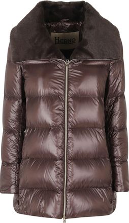Herno Fondente A-Shape Fur Collar Double-Slider Zip Polyamide Down Jacket