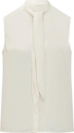 Tory Burch Mouwloze Blouse met Strik - Dames - Blouses - Wit - M - Overhemden