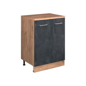 Vicco Armario De Cocina Para Techo Inclinado R-line, Hormig&oacute;n Negro, 60 Cm Sin Inclinaci&oacute;n Con 2 Puertas, Vicco