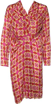 Marni 2023 geometric silk midi dress - Red