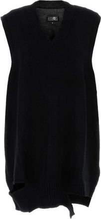 Maison Margiela Black wool and acrylic mini dress