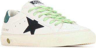 Golden Goose Boys May Nappa Upper Toe And Tongue Leather Star Suede Whiteblackgreen Sneaker