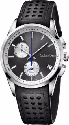 Calvin Klein Elegant Quartz Horloge met Zwarte Wijzerplaat en Leren Band - Dames - Horloges - Zwart - ONE Size - Leer - Accessoires