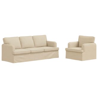 vidaXL Juego De Sof&aacute; 2 Uds. Crema Tela Vidaxl