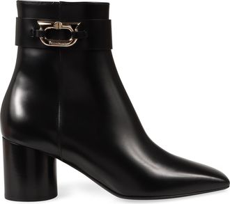 Ferragamo Womens Leather Ankle Boots Black Lamb