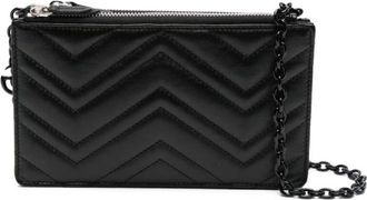 Gucci GG Marmont Leather Mini Bag - Dames - Tassen - Zwart - Maat: ONE Size Leer