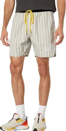 Diet Starts Monday Shorts Mens Gray White Pinstripe Drawstring Waist FROG265