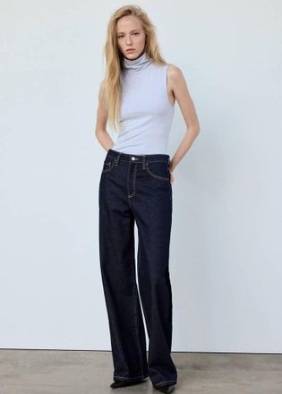 Mango Top collo con risvolto senza maniche celeste - Donna - XXS - MANGO