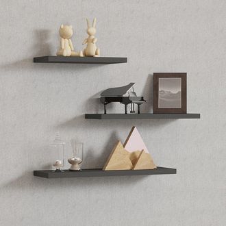 Dmora Estante Roscigno, 3 Niveles, Set De 3 Estantes, Tono Estructura Antracita, 30x2x14h Cm Negro Antracita