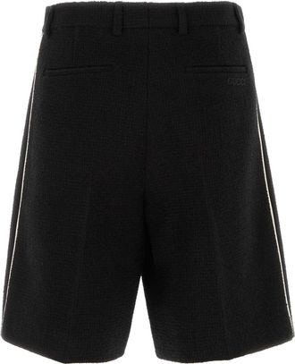 Gucci Mens Boucle Bermuda Shorts Black Wool Bermudas