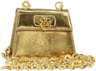 Ferragamo Pre-owned Mini Bags, female, Yellow, Size: ONE SIZE Pre-owned Leather Shoulder Bag