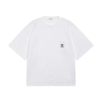 Versace T-Shirts, male, White, XL, Embroidered Cotton-Jersey T-Shirt