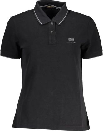 Napapijri Zwarte Katoenen Dames Polo Shirt - Dames - Polos - Zwart - S - Katoen - Tops
