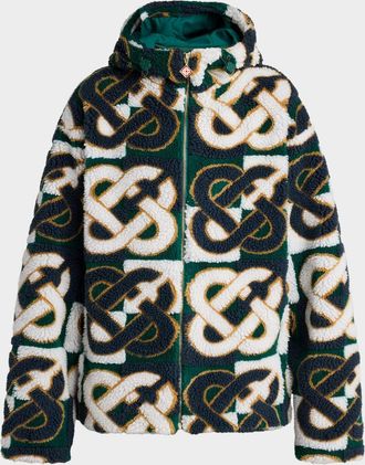 Casablanca Men & apos;s Check Monogram Hooded Fleece Jacket