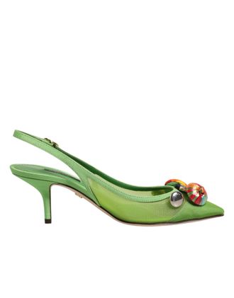 Dolce & Gabbana Green Embellished Heels Slingbacks Womens Shoes
