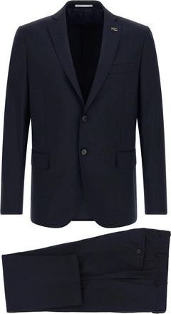 Pal Zileri Zwart wollen single-breasted pak - Heren - Business pakken - Blauw - 3XL - Wol - Kostuums