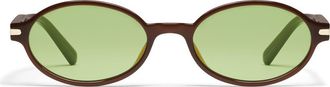 Quay Nevermind 54mm Round Sunglasses in Dark Brown/pistachio at Nordstrom