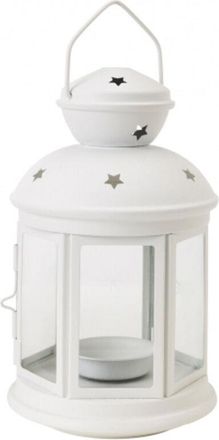 Trade Shop Trade Shop - Lanterna Bianco Portacandela 16x10cm Matrimonio Tea Light Porta Candela Candele