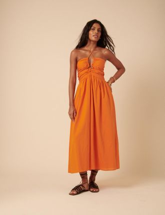 Nobody's Child Poppy Delevingne Orange Paula Midi Dress