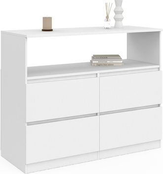 IDMarket Tomi Xx Cm Arc&oacute;n De 4 Cajones Con Nicho Blanco