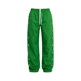 Tibi Straight Trousers, female, Green, Size: S Nylon Snap Pull On Jogger