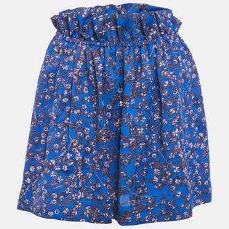 See By Chlo&eacute; See by Chloe Blue Printed Satin Ruffled Mini Skirt S