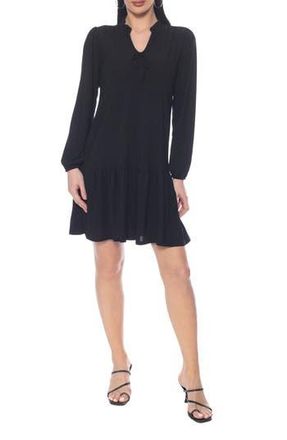 Tash And Sophie Flounce Long Sleeve Dress in Black at Nordstrom Rack, Size Large