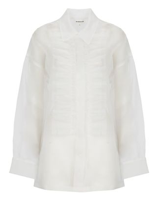 P.A.R.O.S.H. White Shake Draped Silk Shirt
