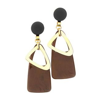 Plan C Orecchini Pendenti Geometrici - - Accessories - Donna - Marrone - ONE SIZE