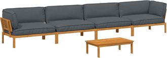 vidaXL Set Di Divani 5 Pz Antracite Legno Di Acacia Massello Vidaxl
