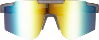 Hurley 137mm Semi Rim Shield Mirrored Polarized Sunglasses in Rubberized Smoke at Nordstrom Rack