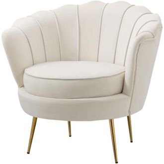 HOMCOM Poltrona Design Vintage Poltroncina R&eacute;tro da Camera in Velluto Crema