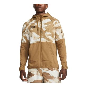 Nike Camo Dri FIT Fleece Full Zip Hoodie Brown DQ4791-242