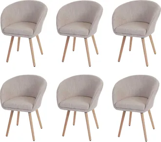 Hhg Hhg - Nunca Usado] Lote De 6 Silla De Comedor Malm&ouml; T633, Silla Silla De Cocina, Dise&ntilde;o Retro A&ntilde;os 50, Textil, Crema/gris
