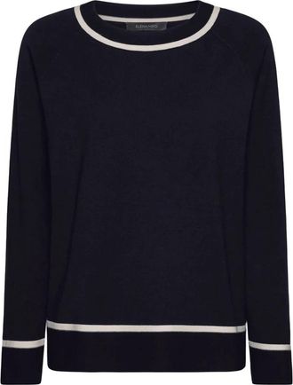 Elena Miro Rondgebreide trui - Dames - Ronde hals truien - Blauw - M - Truien & Vesten