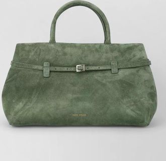 Manu Atelier cambon 35 structured suede tote bag top handle