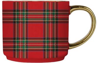 Sweet Water Decor Gold Handle Holiday Coffee Mug in Red Plaid at Nordstrom