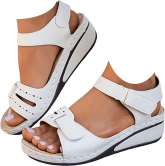 Generic Sandals for Women Uk Casual Summer soft & Comfortable Open Toe Ankle Strap Ladies Wedge Sandals Summer Anti-Slip Platform Beach Shoes