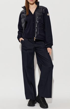 Moncler Sweatshirt With Quilted Front, Womens, Navy Blue